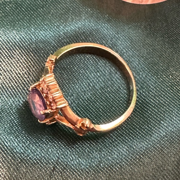 Vintage 14K Gold Ring Size 4.5 Blue Gemstone Diamond Accents 2.37g total Estate - Picture 9 of 14